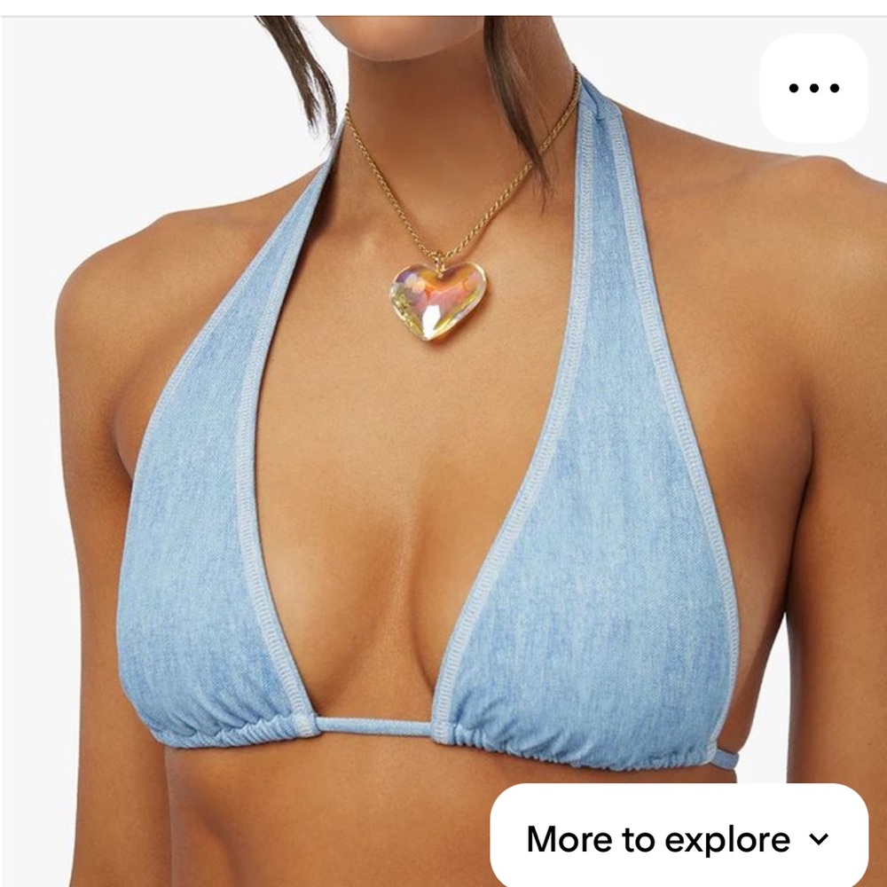 WeWoreWhat Light Blue Triangle Halter Bikini Top